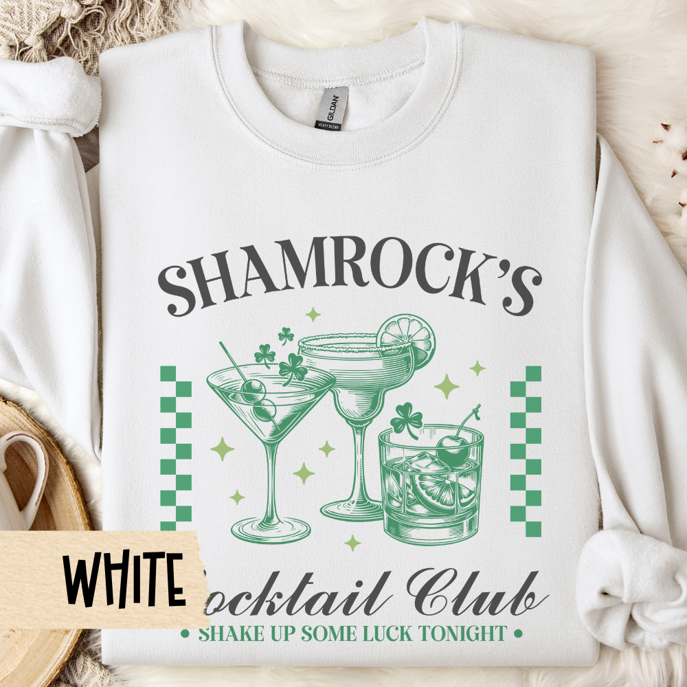 St Patricks Sweatshirt, St Pats Crewneck, Shamrock Cocktail Club, Unisex Sweatshirt, Green Crewneck, Holiday Apparel, Irish Clothing, Luck