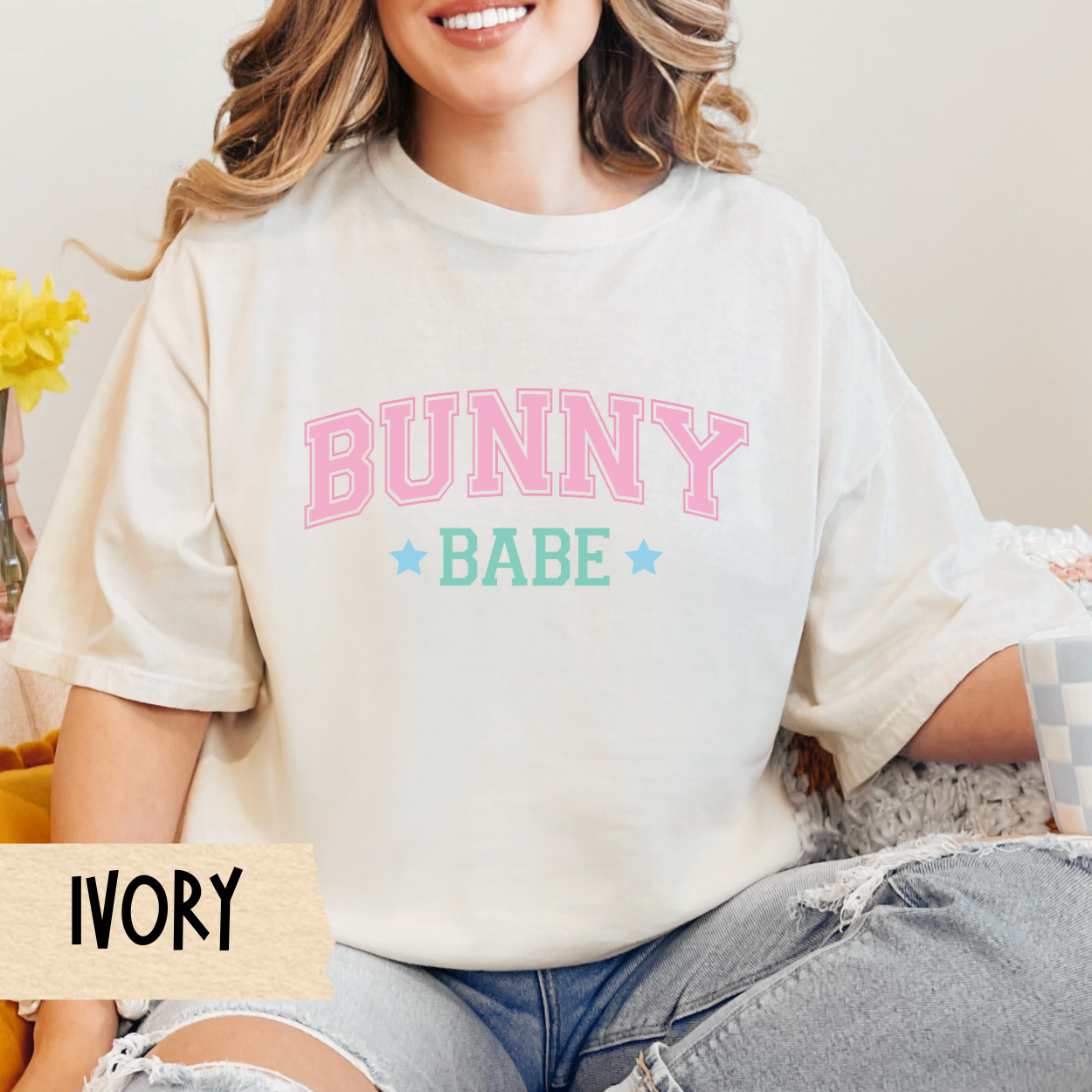 Bunny Babe T-shirt, Comfort Colors, Easter Shirt, Oversized Tee, Easter Bunny Shirt, Easter Bunny Tee, Easter T-shirt, Pastel