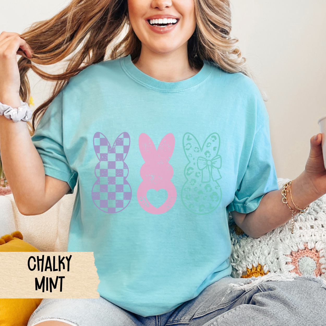 Easter Bunny Tee, Pastel Spring Shirt, Leopard Print, Comfort Colors Shirt, Springtime Apparel, Bunny T-Shirt