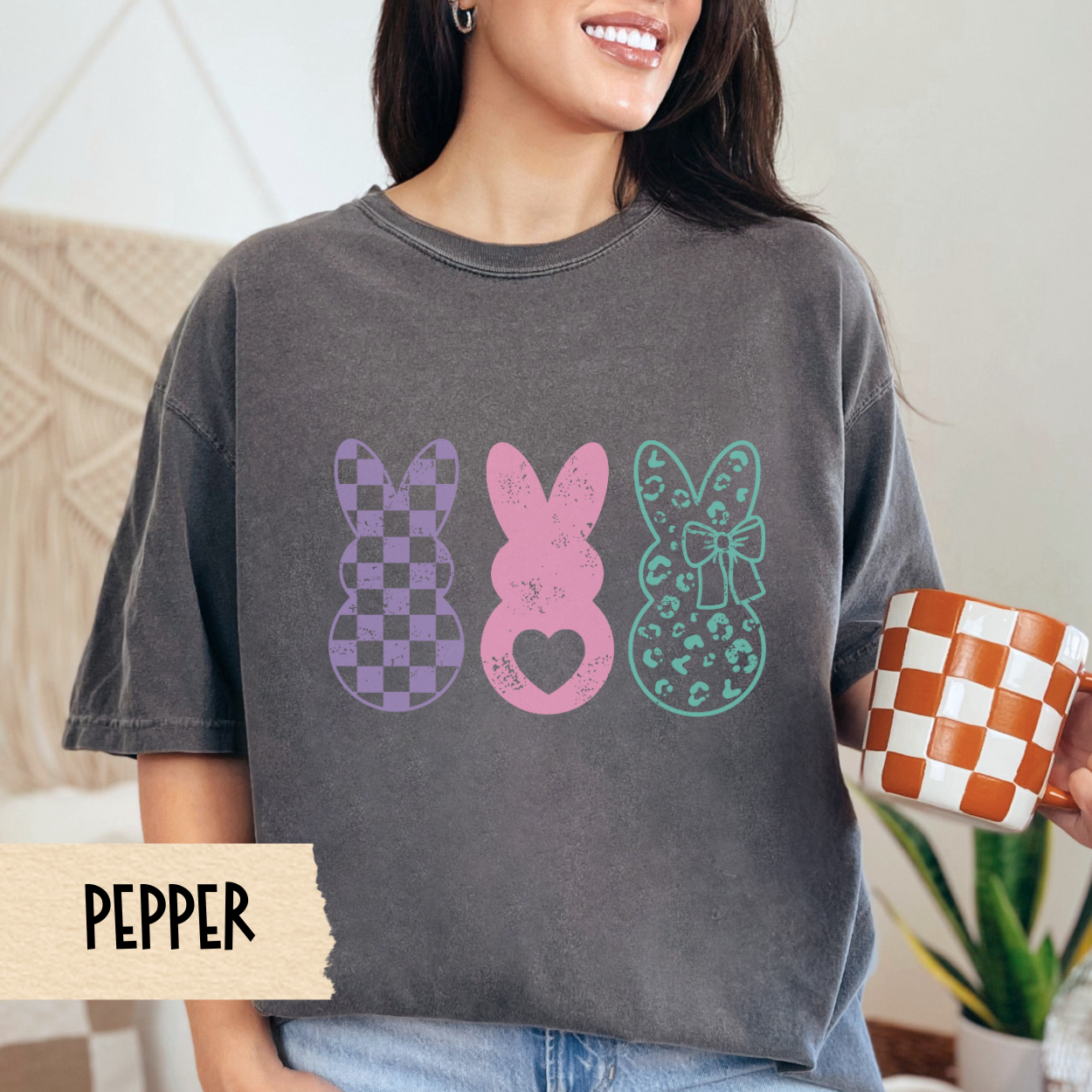 Easter Bunny Tee, Pastel Spring Shirt, Leopard Print, Comfort Colors Shirt, Springtime Apparel, Bunny T-Shirt