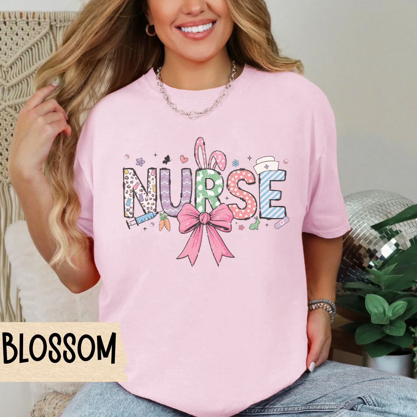 Nurse Shirt, Easter Coquette, Nurse Tee, Comfort Colors, Gift for Nurses, Medical Apparel, Healthcare, Pediatric Nurse