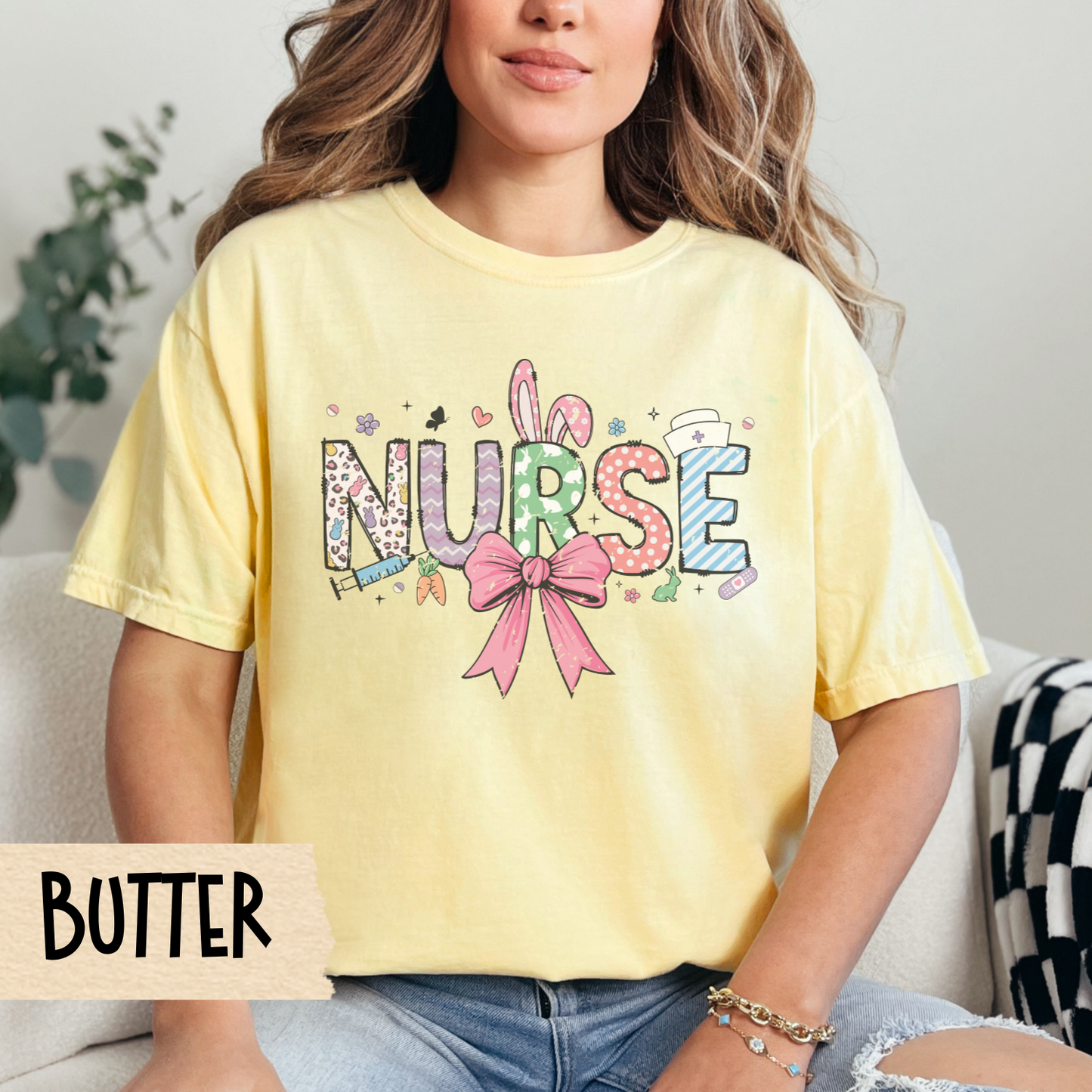 Nurse Shirt, Easter Coquette, Nurse Tee, Comfort Colors, Gift for Nurses, Medical Apparel, Healthcare, Pediatric Nurse