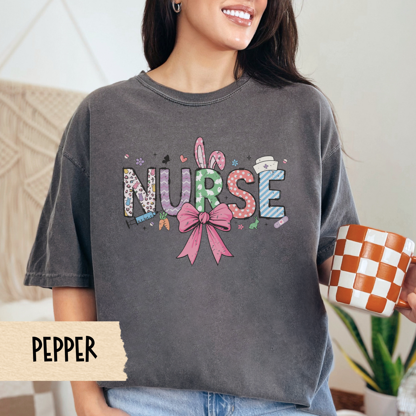 Nurse Shirt, Easter Coquette, Nurse Tee, Comfort Colors, Gift for Nurses, Medical Apparel, Healthcare, Pediatric Nurse