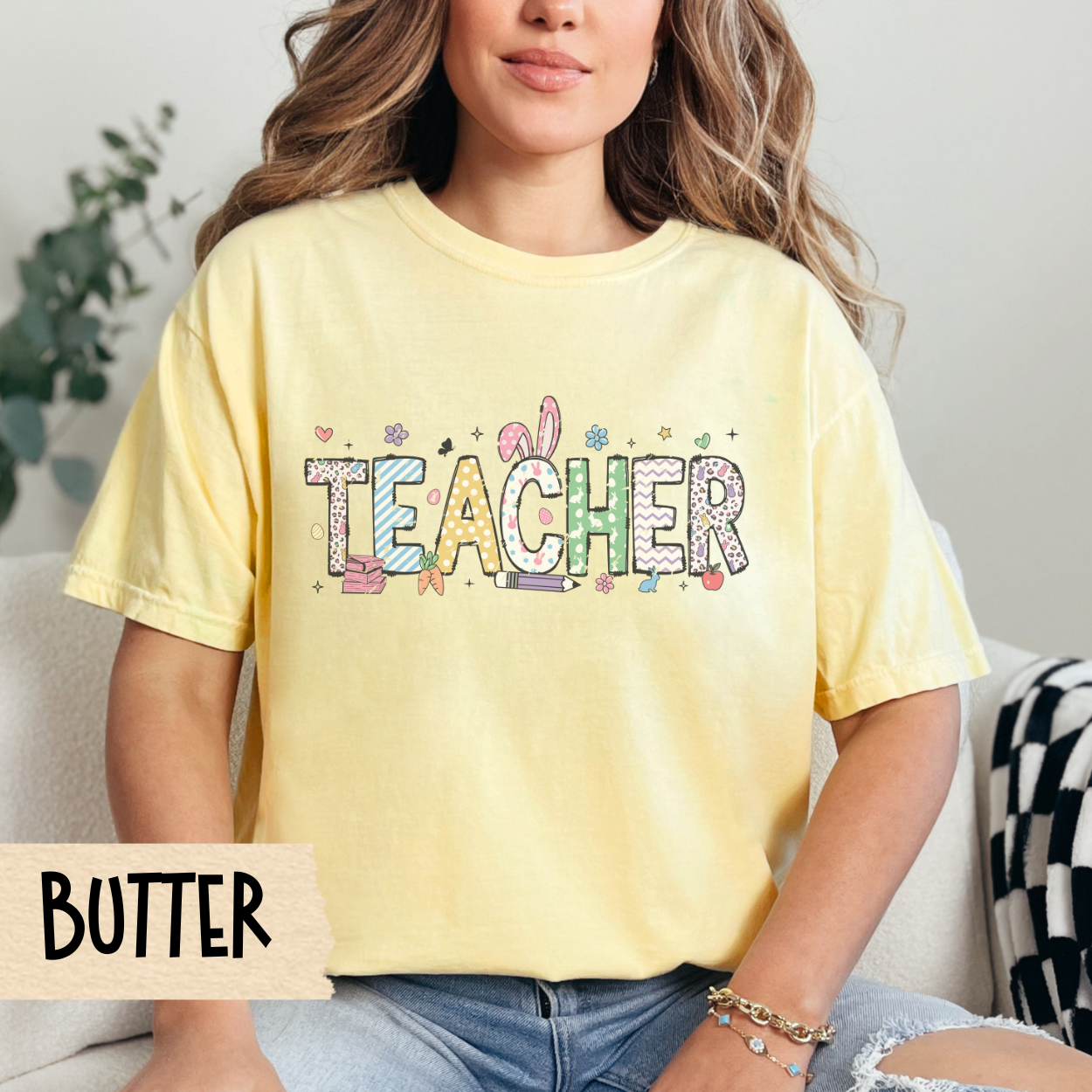 Teacher Shirt, Coquette Easter, Comfort Colors, Teacher T-Shirt, Gift for Teacher, Teacher Appreciation, Easter Tee