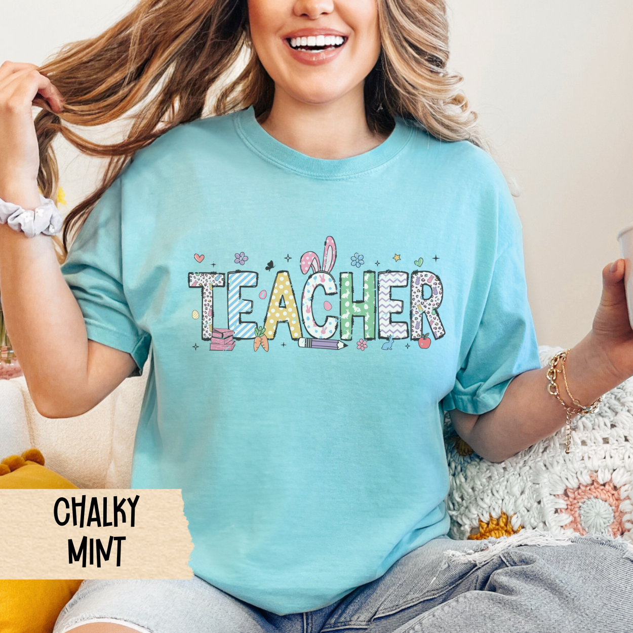Teacher Shirt, Coquette Easter, Comfort Colors, Teacher T-Shirt, Gift for Teacher, Teacher Appreciation, Easter Tee