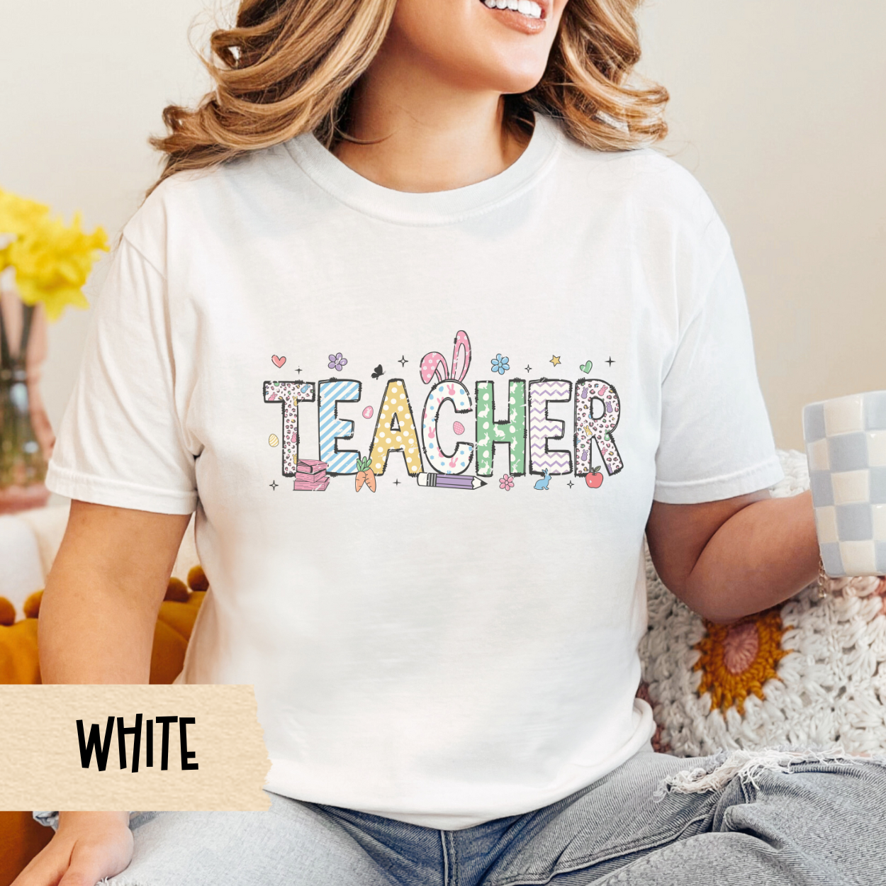 Teacher Shirt, Coquette Easter, Comfort Colors, Teacher T-Shirt, Gift for Teacher, Teacher Appreciation, Easter Tee