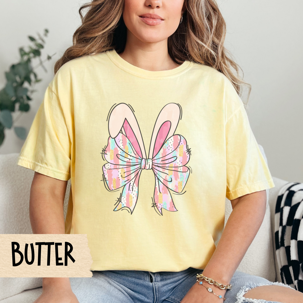 Coquette Easter Bunny T-Shirt, Bunny Bows Pastel Tee, Easter Shirt, Easter Bunny Shirt, Easter Clothing, Easter Fashion, Comfort Colors