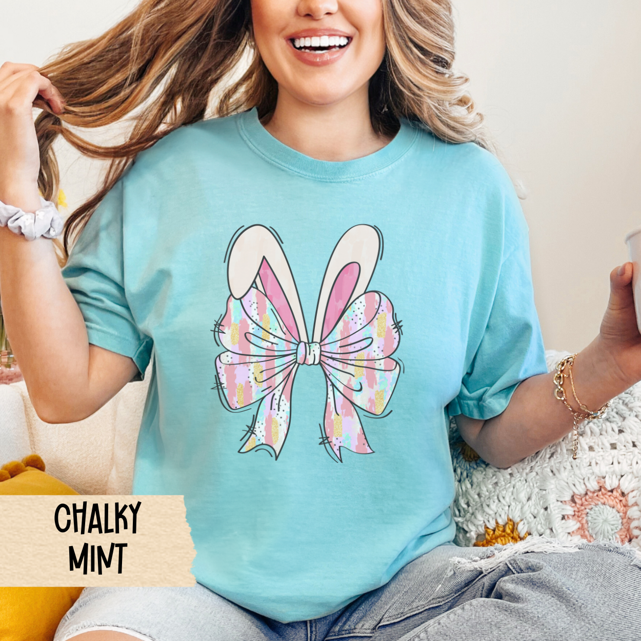 Coquette Easter Bunny T-Shirt, Bunny Bows Pastel Tee, Easter Shirt, Easter Bunny Shirt, Easter Clothing, Easter Fashion, Comfort Colors