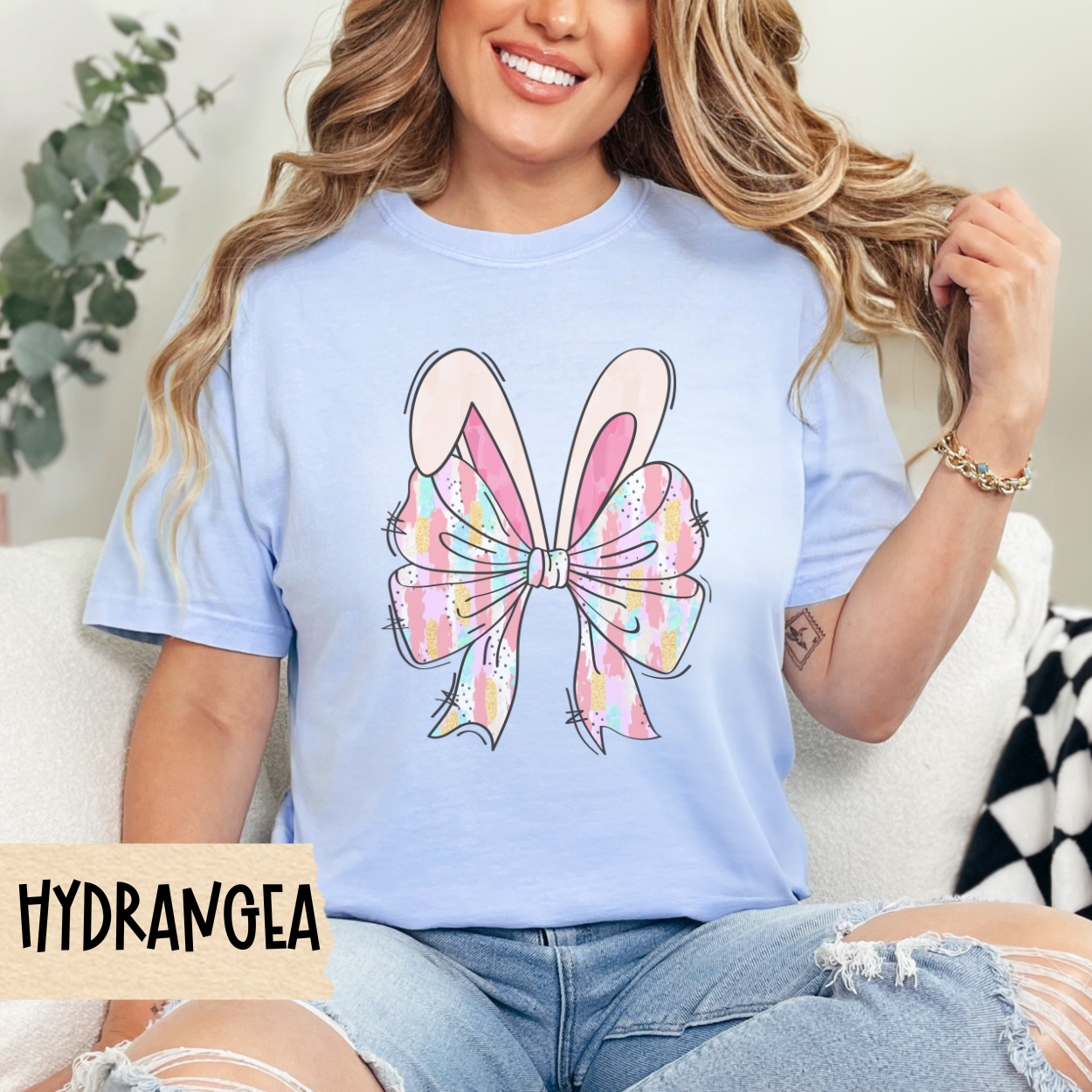Coquette Easter Bunny T-Shirt, Bunny Bows Pastel Tee, Easter Shirt, Easter Bunny Shirt, Easter Clothing, Easter Fashion, Comfort Colors