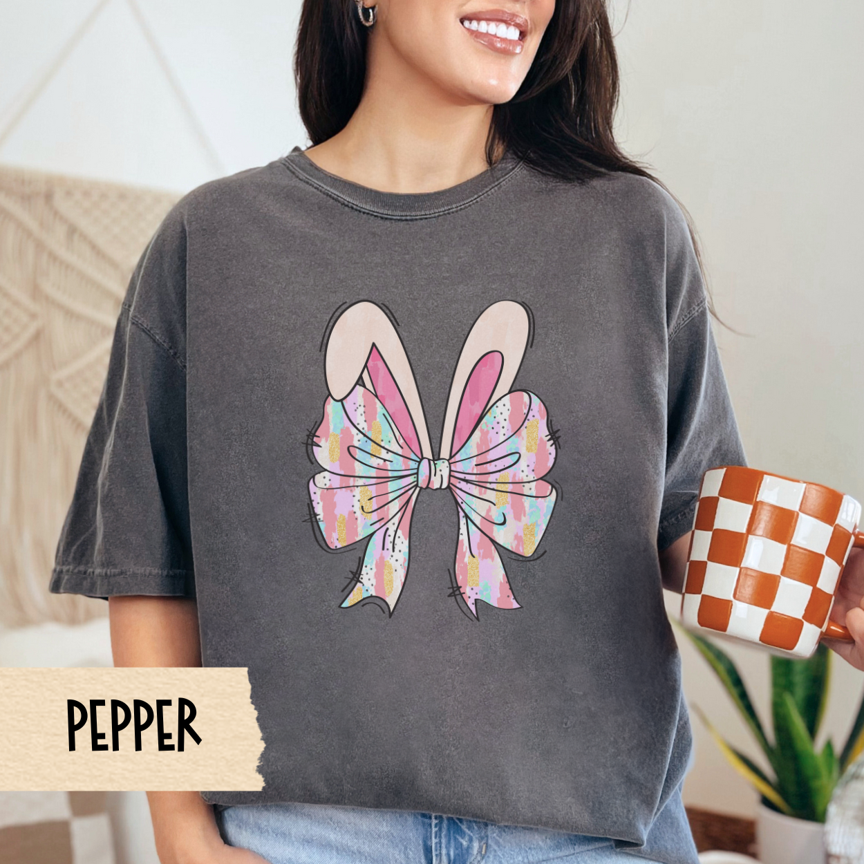 Coquette Easter Bunny T-Shirt, Bunny Bows Pastel Tee, Easter Shirt, Easter Bunny Shirt, Easter Clothing, Easter Fashion, Comfort Colors