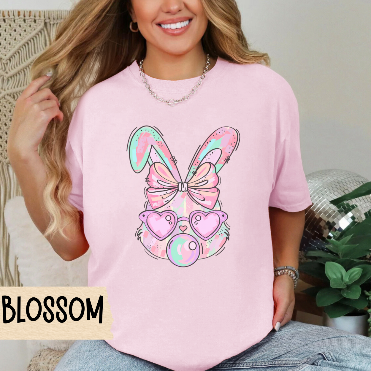 Easter Bunny T-shirt, Pastel Bunny, Bubblegum Tee, Comfort Colors Shirt, Easter T-Shirt, Gift for Her, Coquette