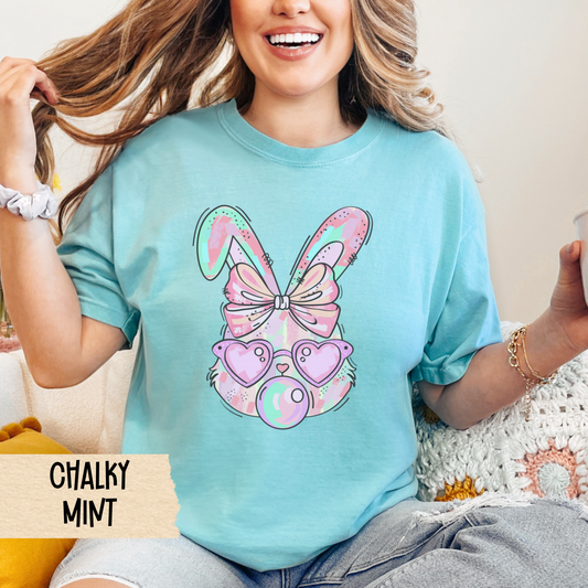 Easter Bunny T-shirt, Pastel Bunny, Bubblegum Tee, Comfort Colors Shirt, Easter T-Shirt, Gift for Her, Coquette