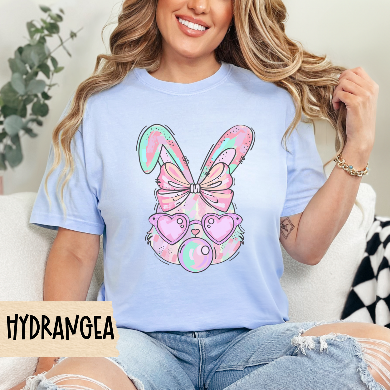 Easter Bunny T-shirt, Pastel Bunny, Bubblegum Tee, Comfort Colors Shirt, Easter T-Shirt, Gift for Her, Coquette