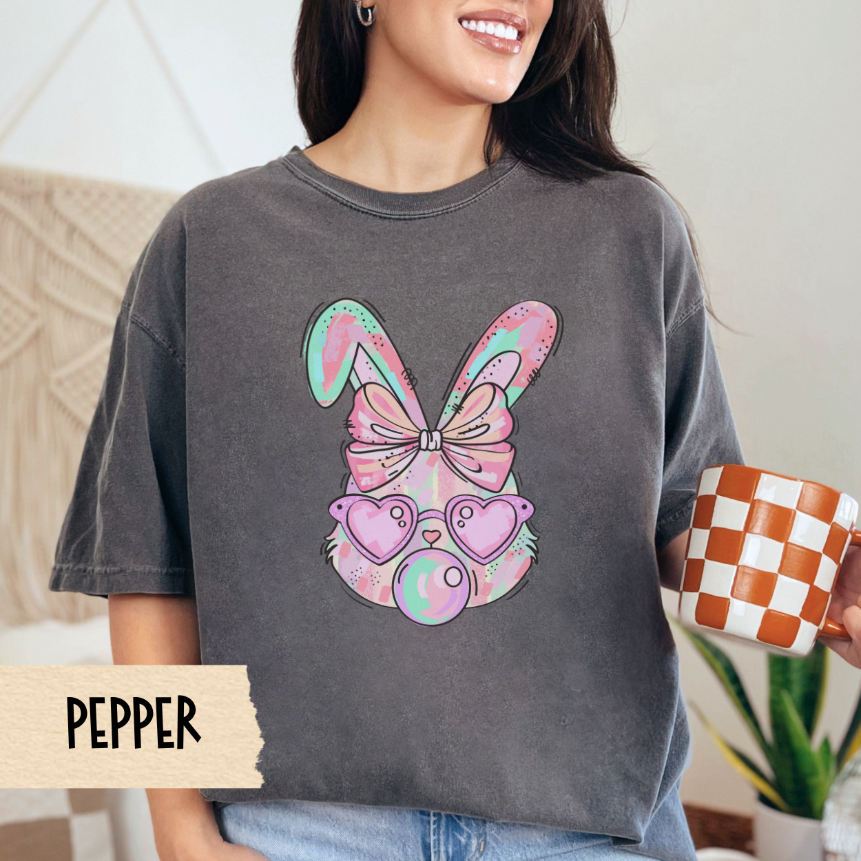 Easter Bunny T-shirt, Pastel Bunny, Bubblegum Tee, Comfort Colors Shirt, Easter T-Shirt, Gift for Her, Coquette