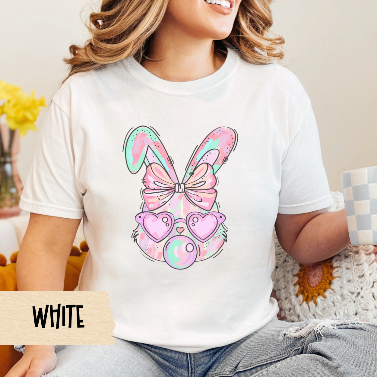 Easter Bunny T-shirt, Pastel Bunny, Bubblegum Tee, Comfort Colors Shirt, Easter T-Shirt, Gift for Her, Coquette