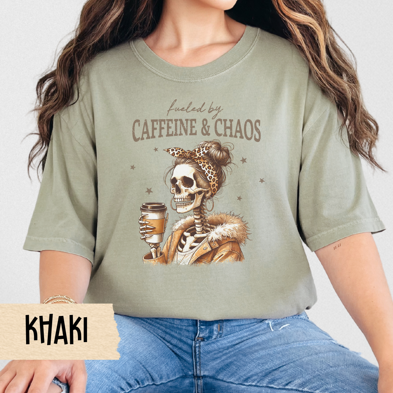 Caffeine & Chaos Unisex T-Shirt | Funny Coffee Lover Tee, Unique Gift for Coffee Addicts, Halloween, Casual Wear, Gift for Her