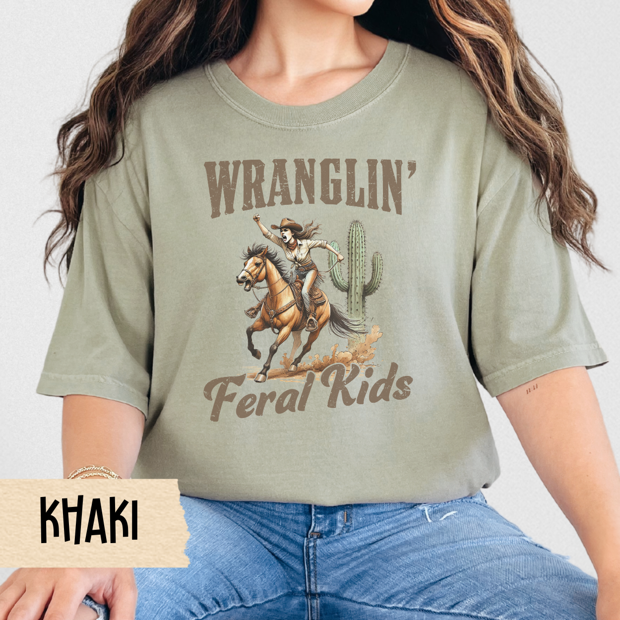 Wranglin' Feral Kids T-Shirt, Vintage Cowboy Tee, Unisex Western Shirt, Horseback Riding Gift, Country Style Apparel