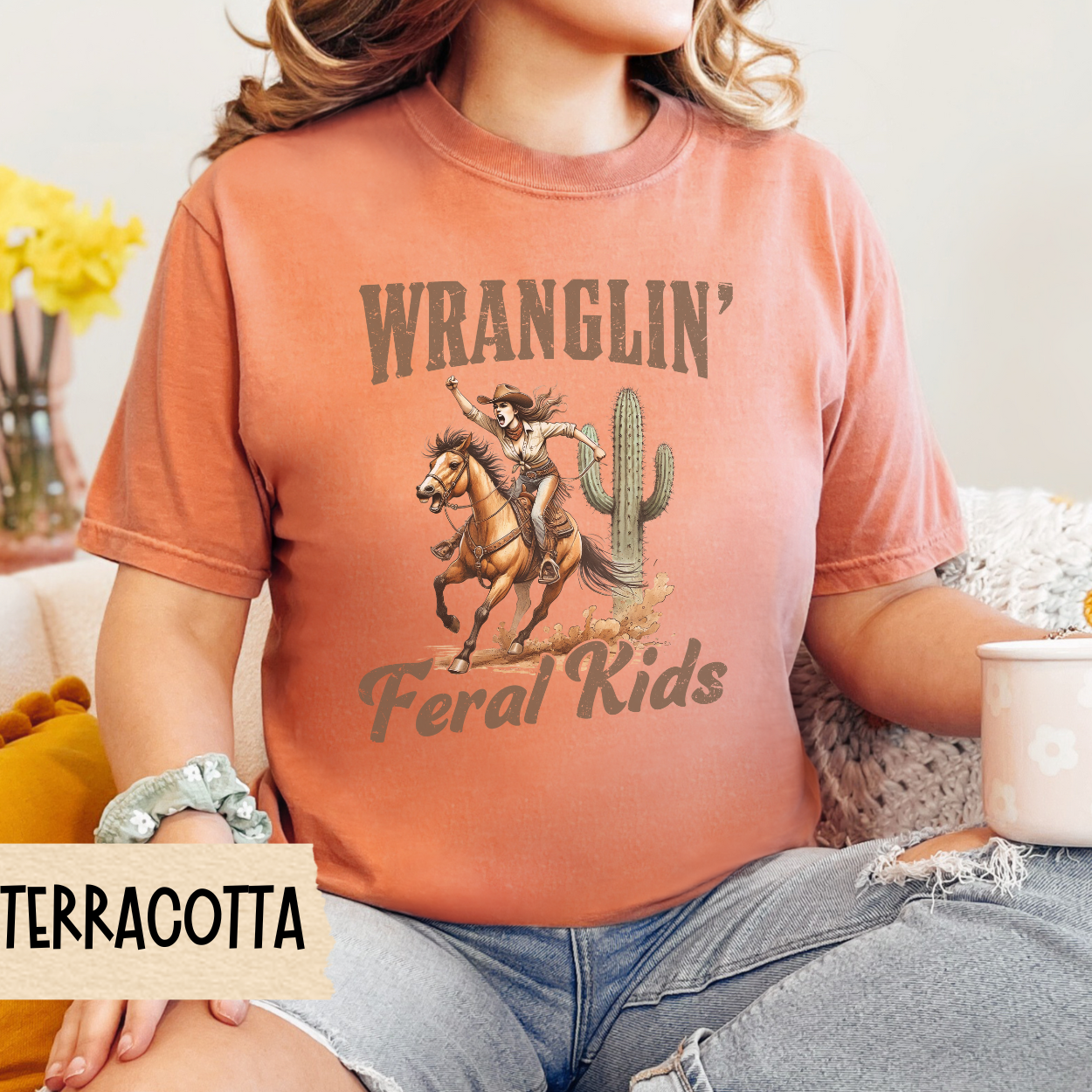 Wranglin' Feral Kids T-Shirt, Vintage Cowboy Tee, Unisex Western Shirt, Horseback Riding Gift, Country Style Apparel