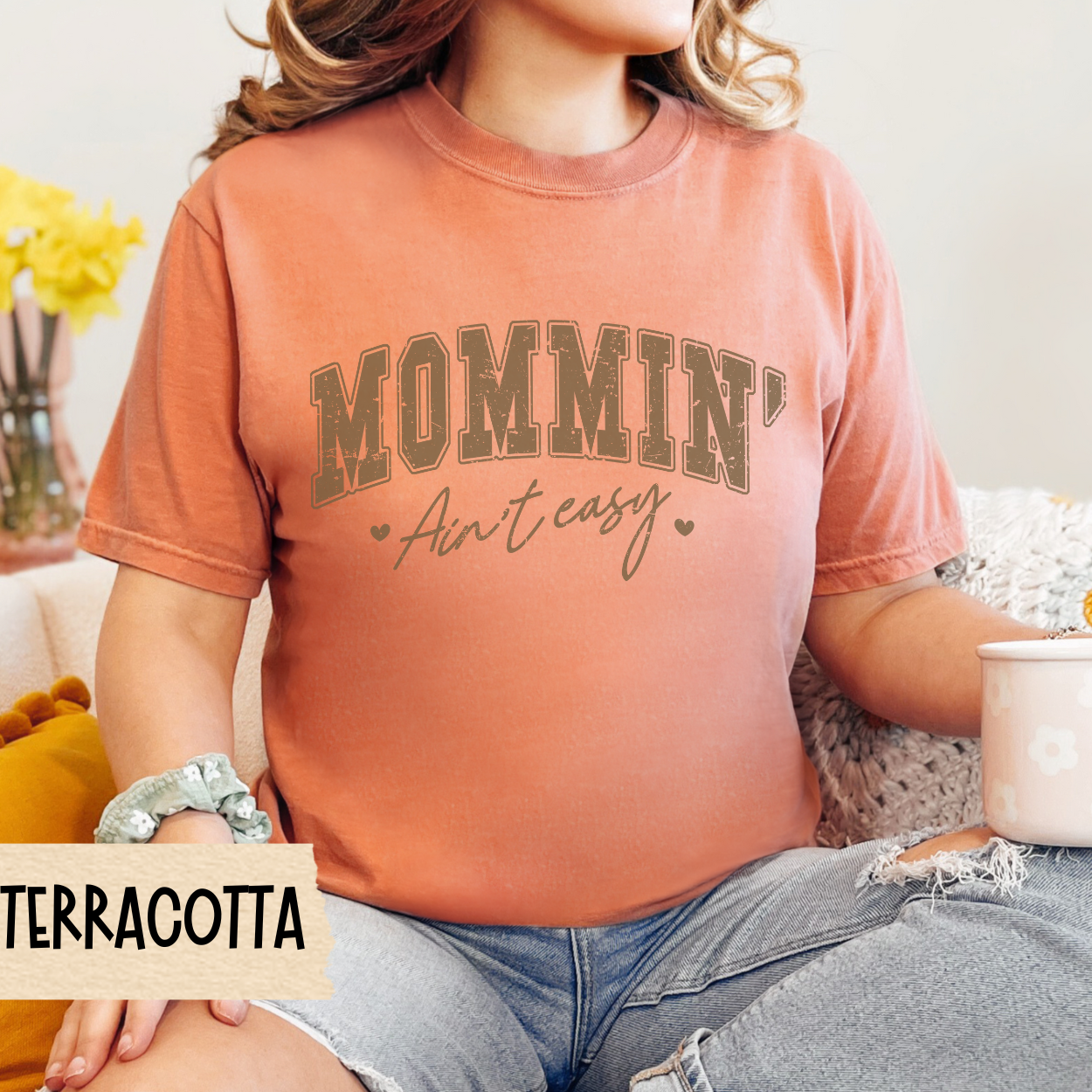 Mommin Ain't Easy Unisex Garment-Dyed T-Shirt, Funny Mom Shirt, Mother's Day Gift, Relaxed Fit Tee, Unique Mom Apparel, Casual Womens