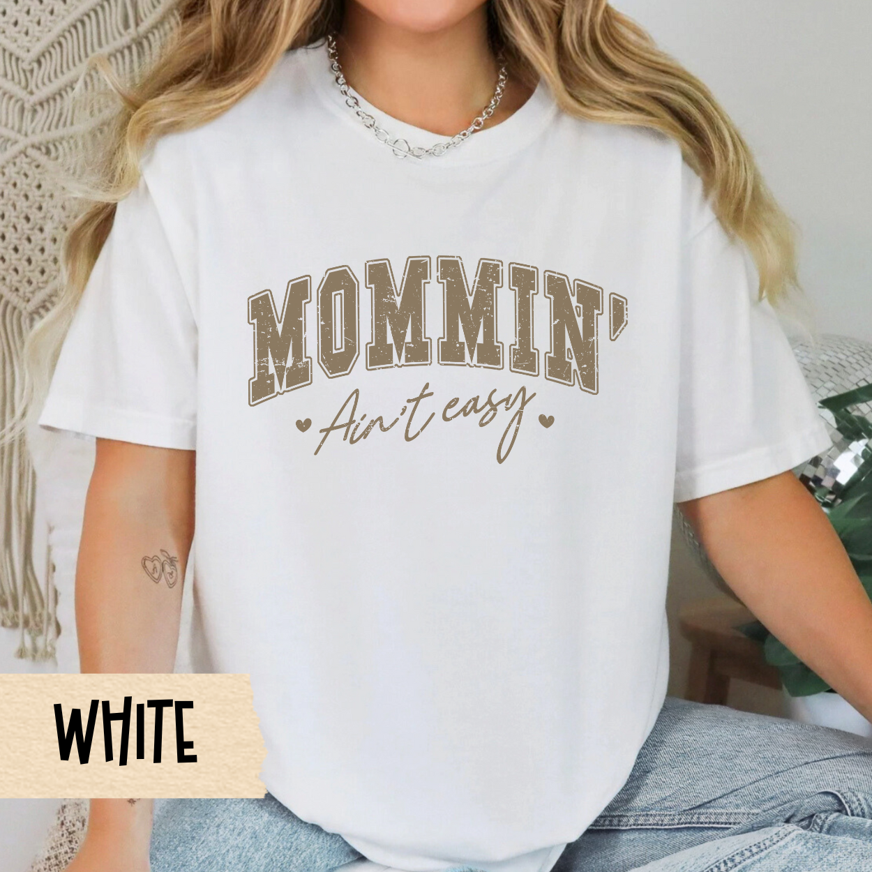 Mommin Ain't Easy Unisex Garment-Dyed T-Shirt, Funny Mom Shirt, Mother's Day Gift, Relaxed Fit Tee, Unique Mom Apparel, Casual Womens