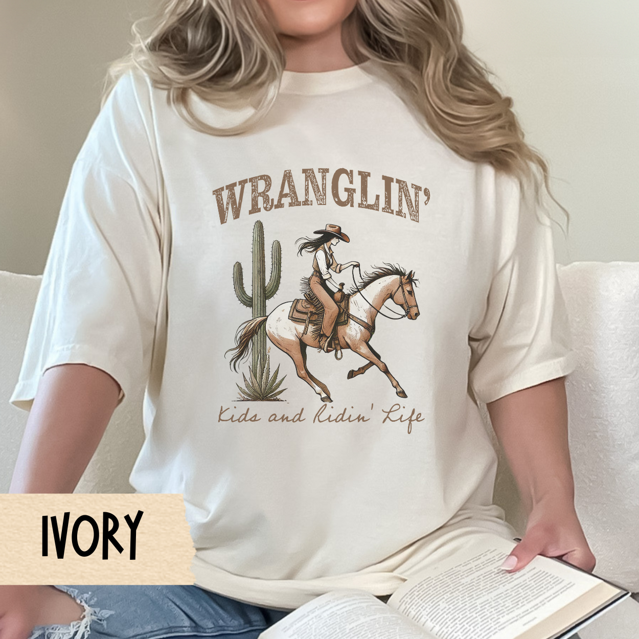 Ranch Life Tee - 'Wranglin' Kids and Ridin' Life' Unisex Garment-Dyed T-shirt | Western Apparel, Cowboy Shirt, Gift for Him/Her, Casual