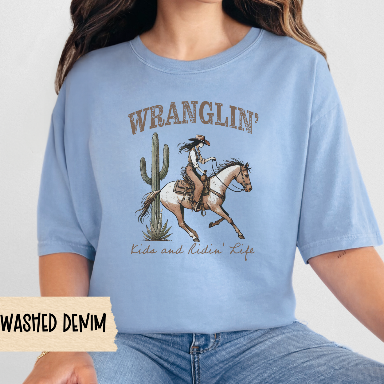 Ranch Life Tee - 'Wranglin' Kids and Ridin' Life' Unisex Garment-Dyed T-shirt | Western Apparel, Cowboy Shirt, Gift for Him/Her, Casual