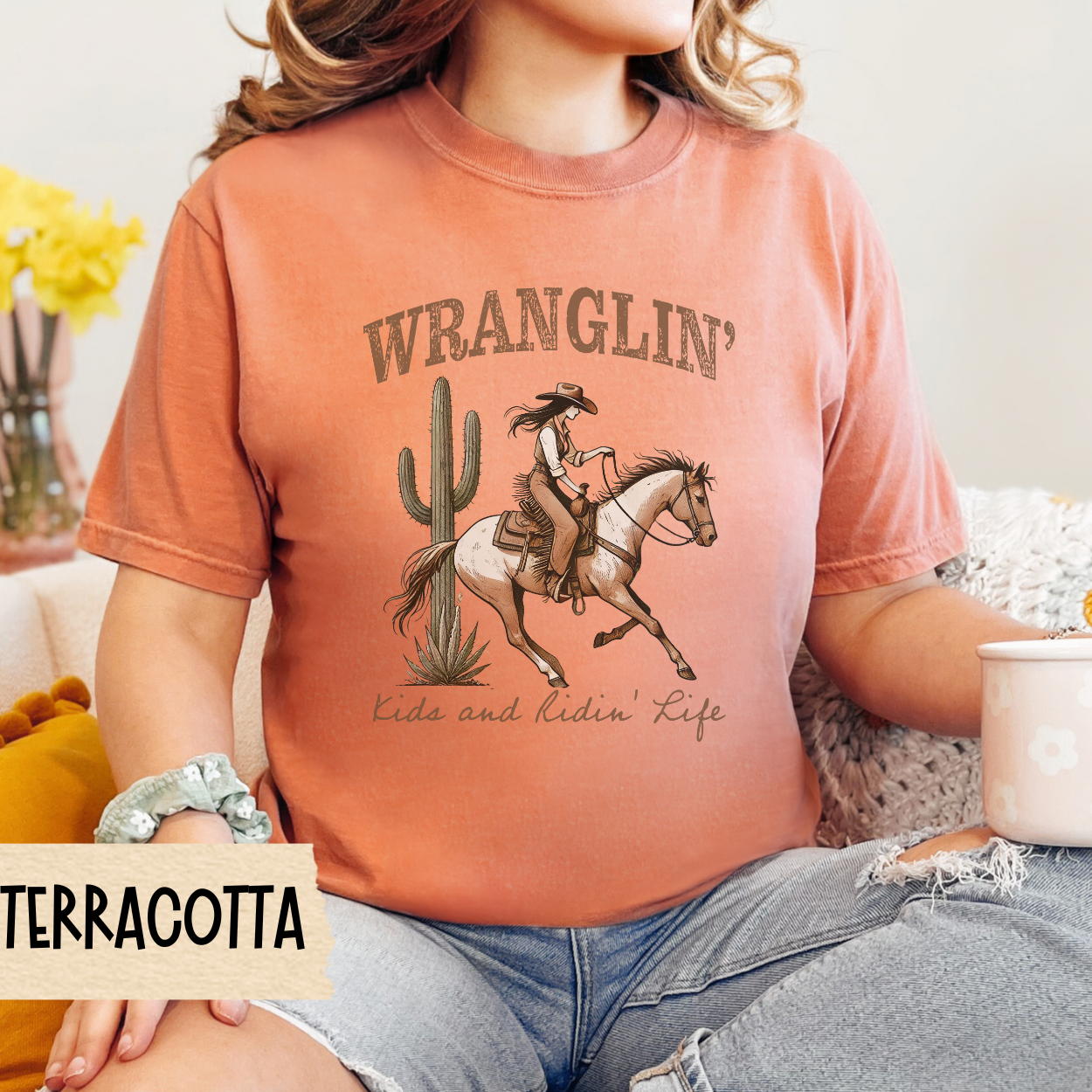 Ranch Life Tee - 'Wranglin' Kids and Ridin' Life' Unisex Garment-Dyed T-shirt | Western Apparel, Cowboy Shirt, Gift for Him/Her, Casual