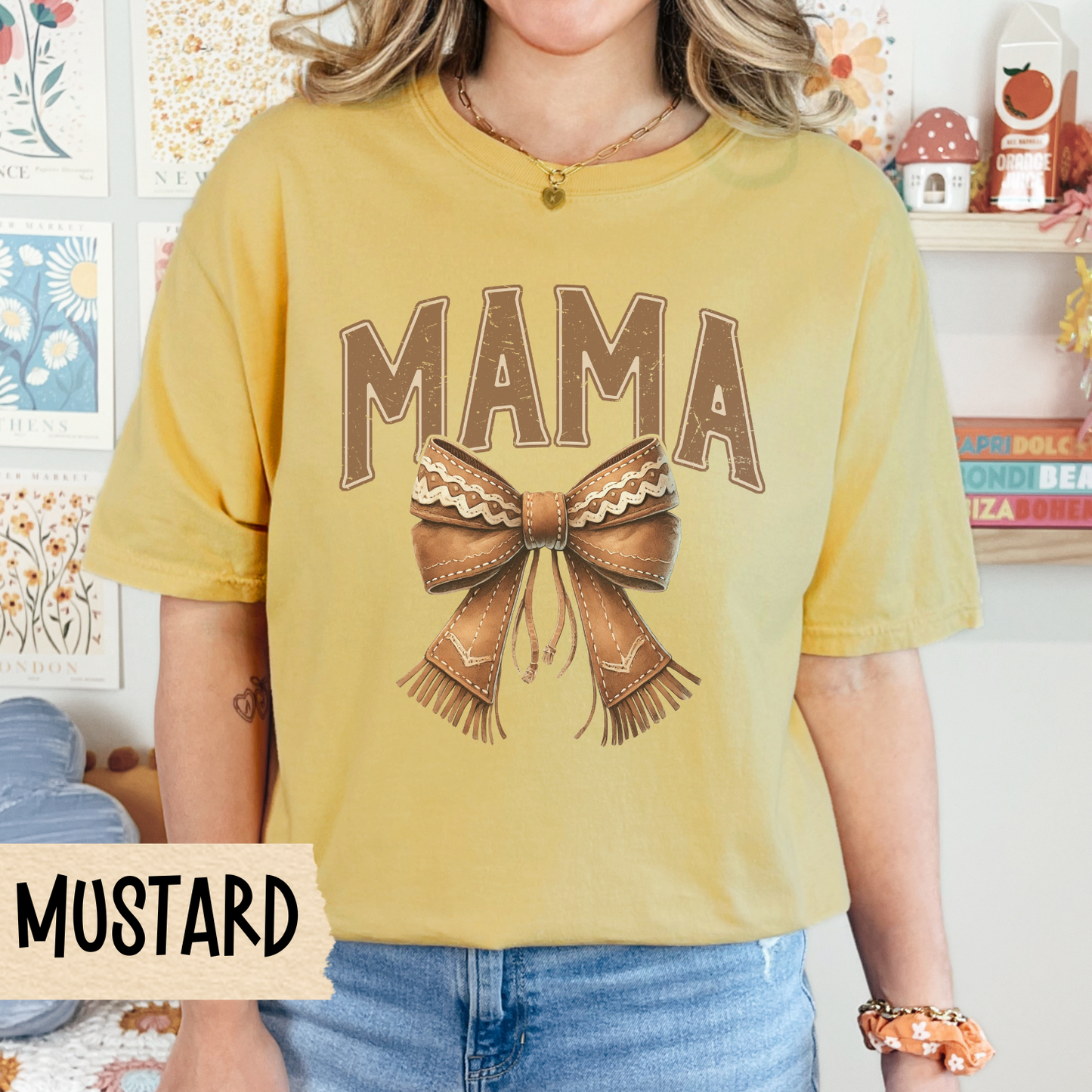 Mama Bow T-Shirt, Vintage Mama Tee, Gift for Mom, Family Reunion Shirt, Mother's Day Apparel, Casual Everyday Wear
