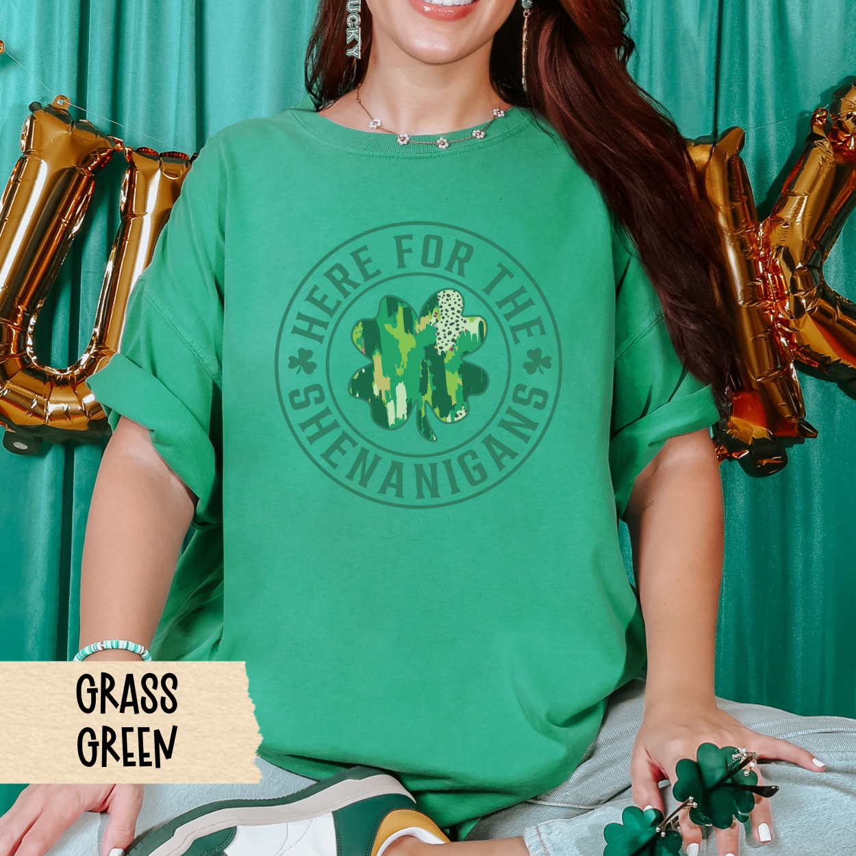 St. Patrick's Day Shirt, 'Here for the Shenanigans, St Patrick's Day T-Shirt, Casual Wear, Party Shirt, Irish Humor Tee, Holiday Apparel