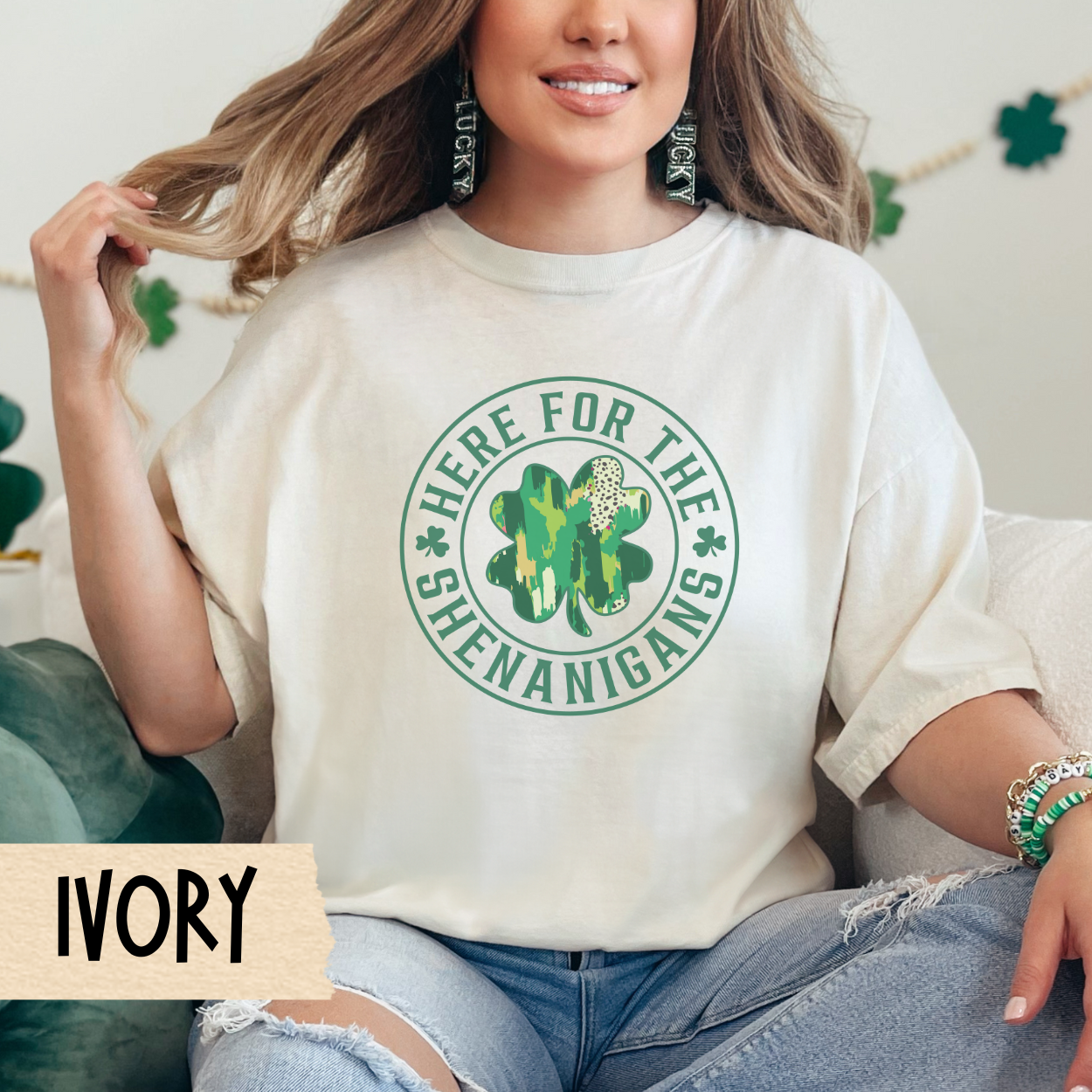 St. Patrick's Day Shirt, 'Here for the Shenanigans, St Patrick's Day T-Shirt, Casual Wear, Party Shirt, Irish Humor Tee, Holiday Apparel