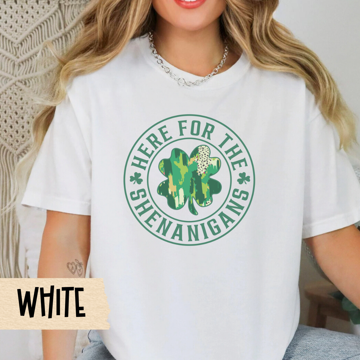 St. Patrick's Day Shirt, 'Here for the Shenanigans, St Patrick's Day T-Shirt, Casual Wear, Party Shirt, Irish Humor Tee, Holiday Apparel