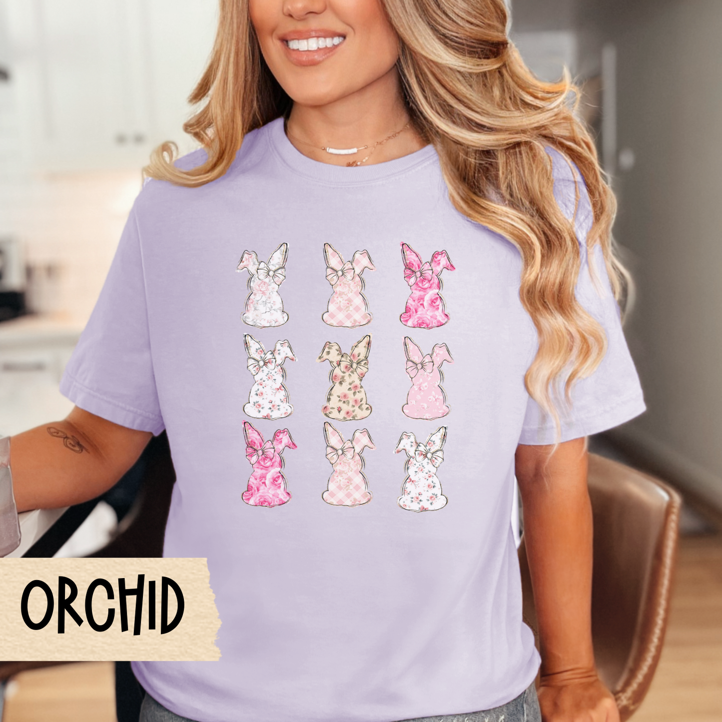 Easter Bunny T-Shirt, Floral Spring Tee, Coquette Easter, Chinoiserie, Unisex Garment-Dyed Comfort Colors Shirt, Easter Tee, Bunny Shirt