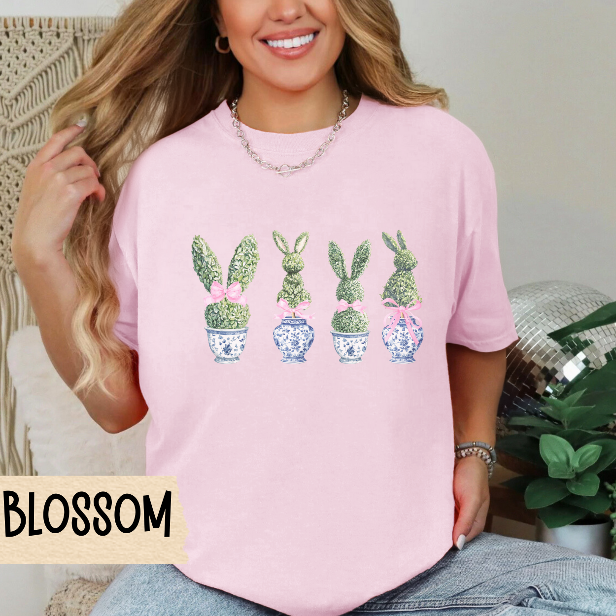 Easter Bunny Tee, Topiary Shirt, Chinoiserie Easter Shirt, Comfort Colors Easter Tee, Spring Graphic T-shirt, Easter Gift, Green Thumb