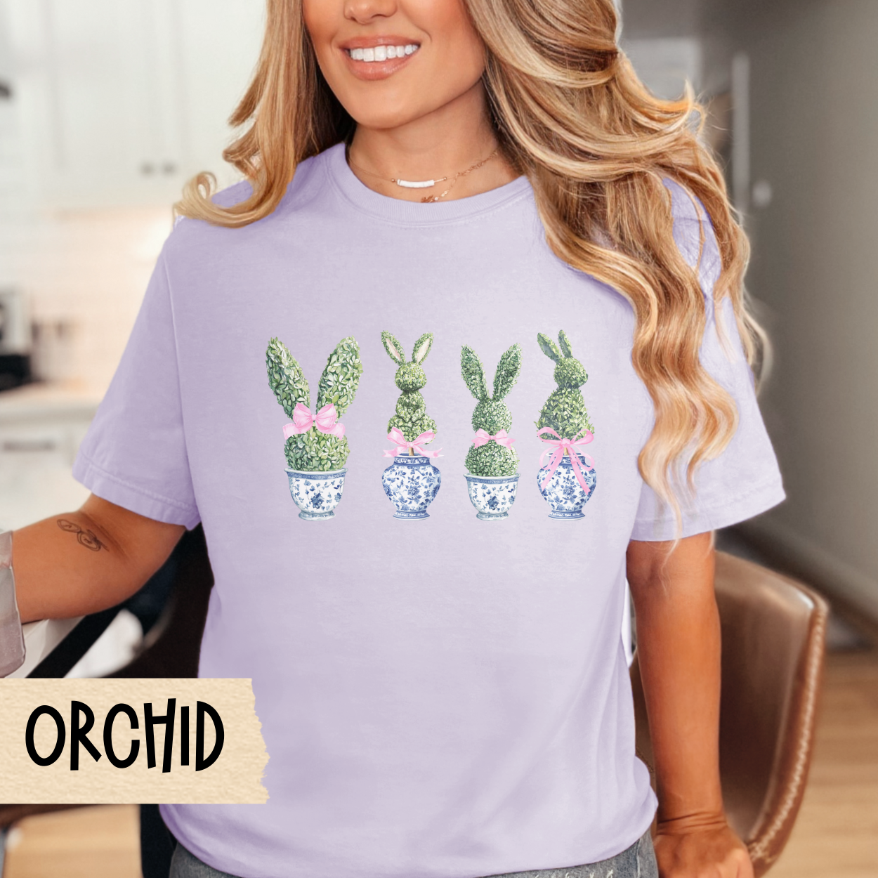 Easter Bunny Tee, Topiary Shirt, Chinoiserie Easter Shirt, Comfort Colors Easter Tee, Spring Graphic T-shirt, Easter Gift, Green Thumb
