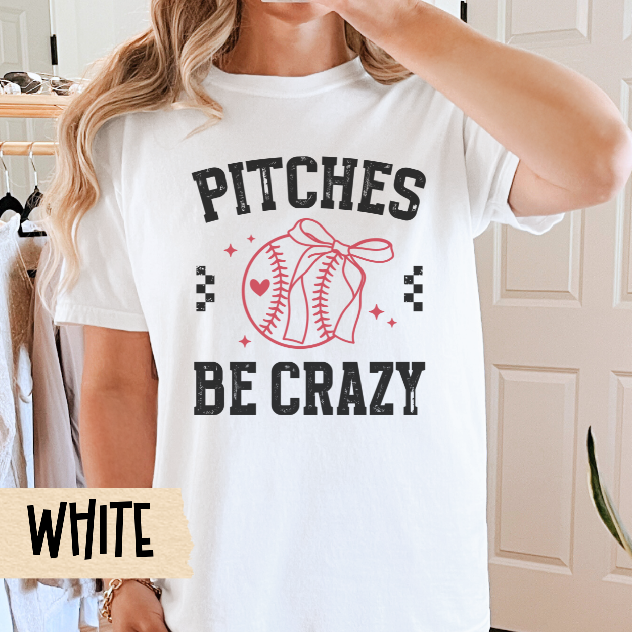 Baseball Mom, Pitches be Crazy Sports Tee, Travel Ball Shirt, Funny Baseball Gift, Mom Clothing, Unisex Garment-Dyed T-shirt,