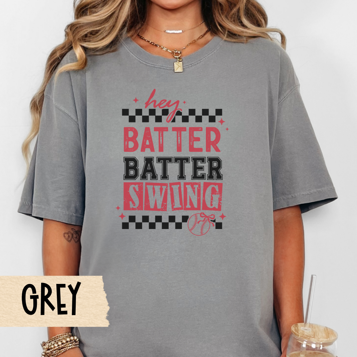 Hey Batter Swing Unisex Garment-Dyed T-Shirt, Perfect for Baseball Lovers, Sports Events, Gifts, Summer Outings, Casual Wear