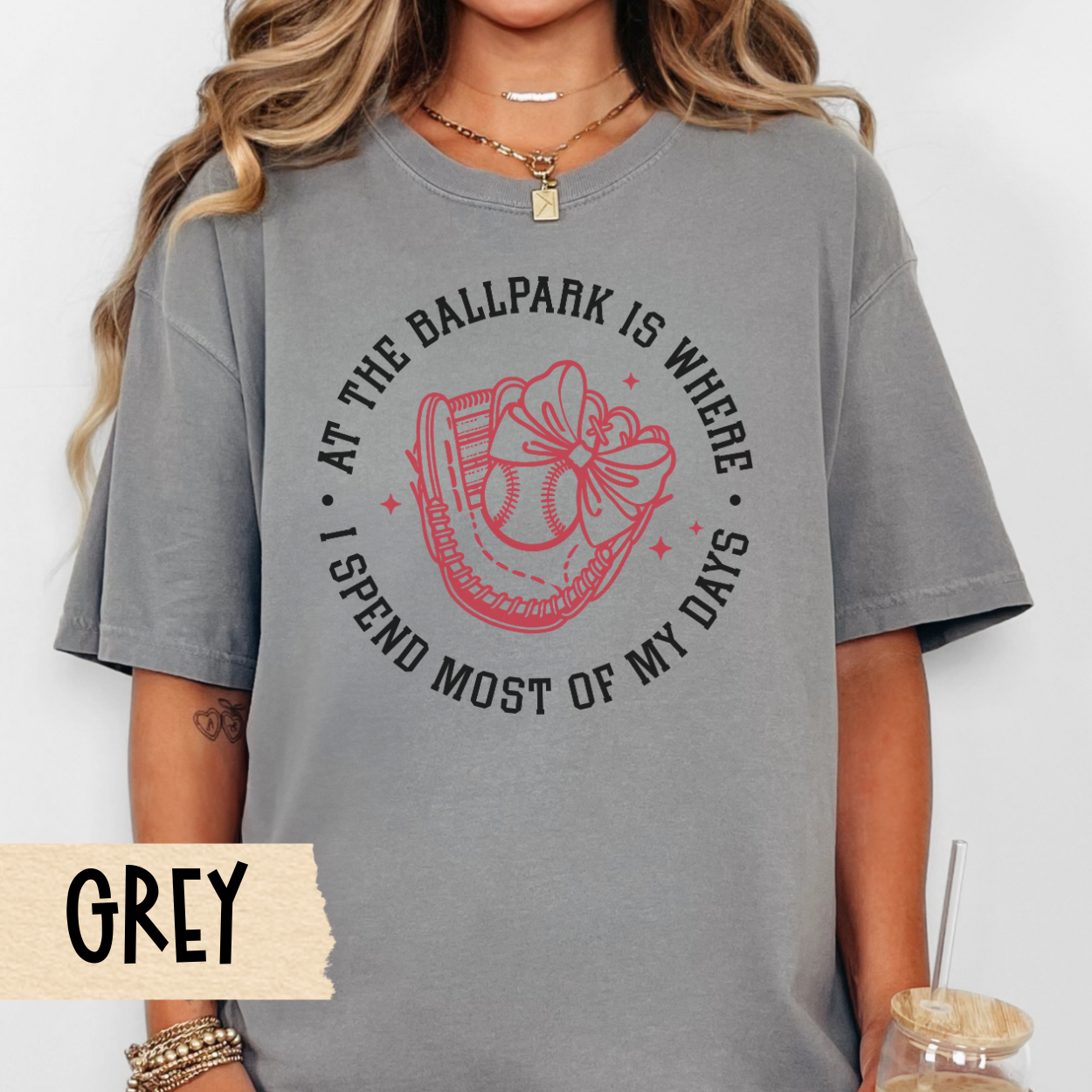 Baseball Mom T-shirt, Baseball Tee for Game Day, Comfort Colors, At the Ball Park is Where I Spend Most of My Days, Softball Mom, Game Day