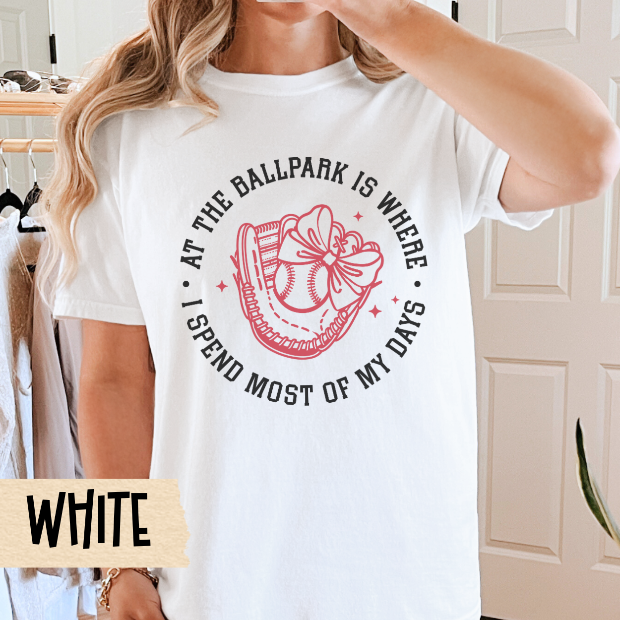Baseball Mom T-shirt, Baseball Tee for Game Day, Comfort Colors, At the Ball Park is Where I Spend Most of My Days, Softball Mom, Game Day