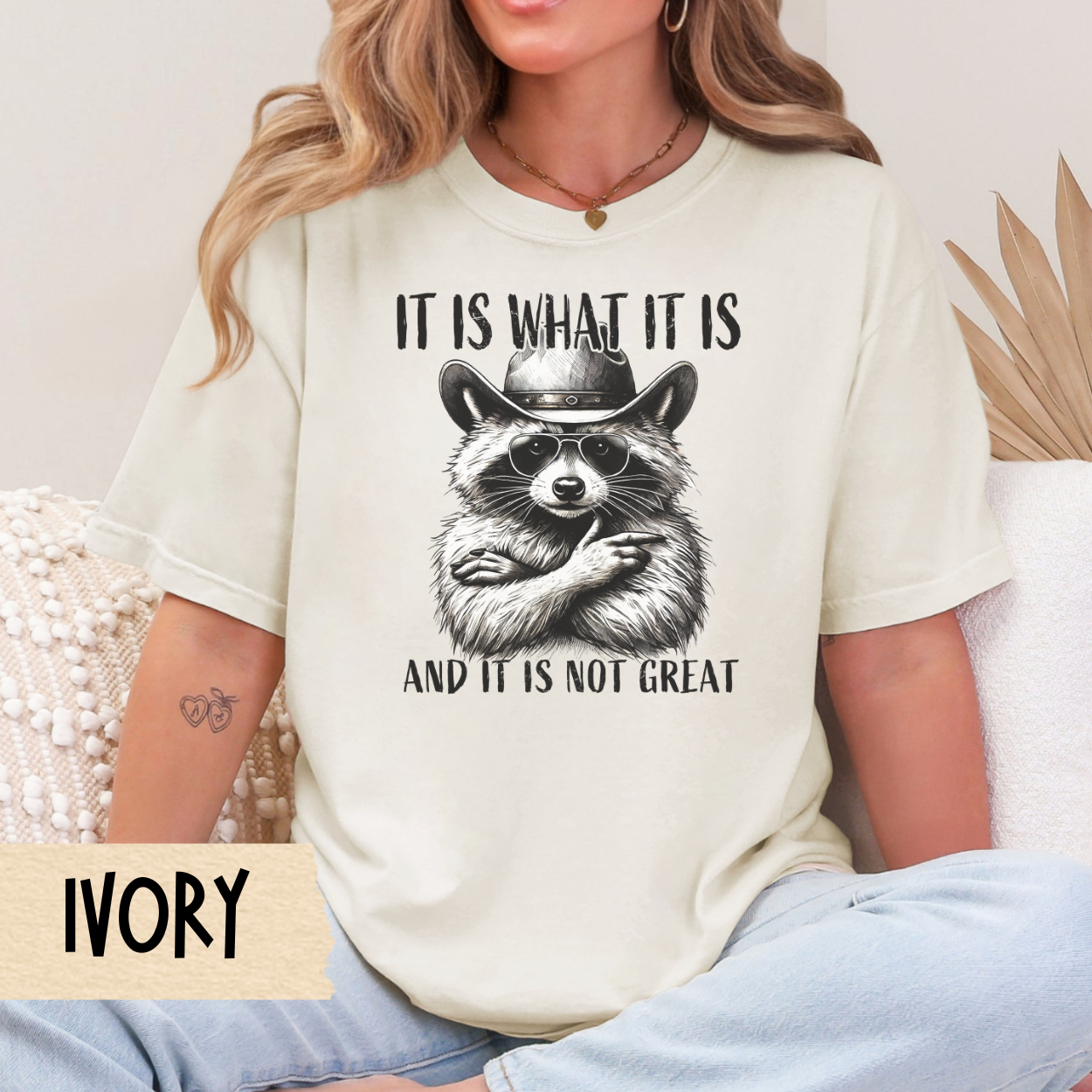 It is what it is t-shirt, funny raccoon shirt, mental health tee, sarcastic tshirt, Comfort Colors graphic, relatable humor, gift for her