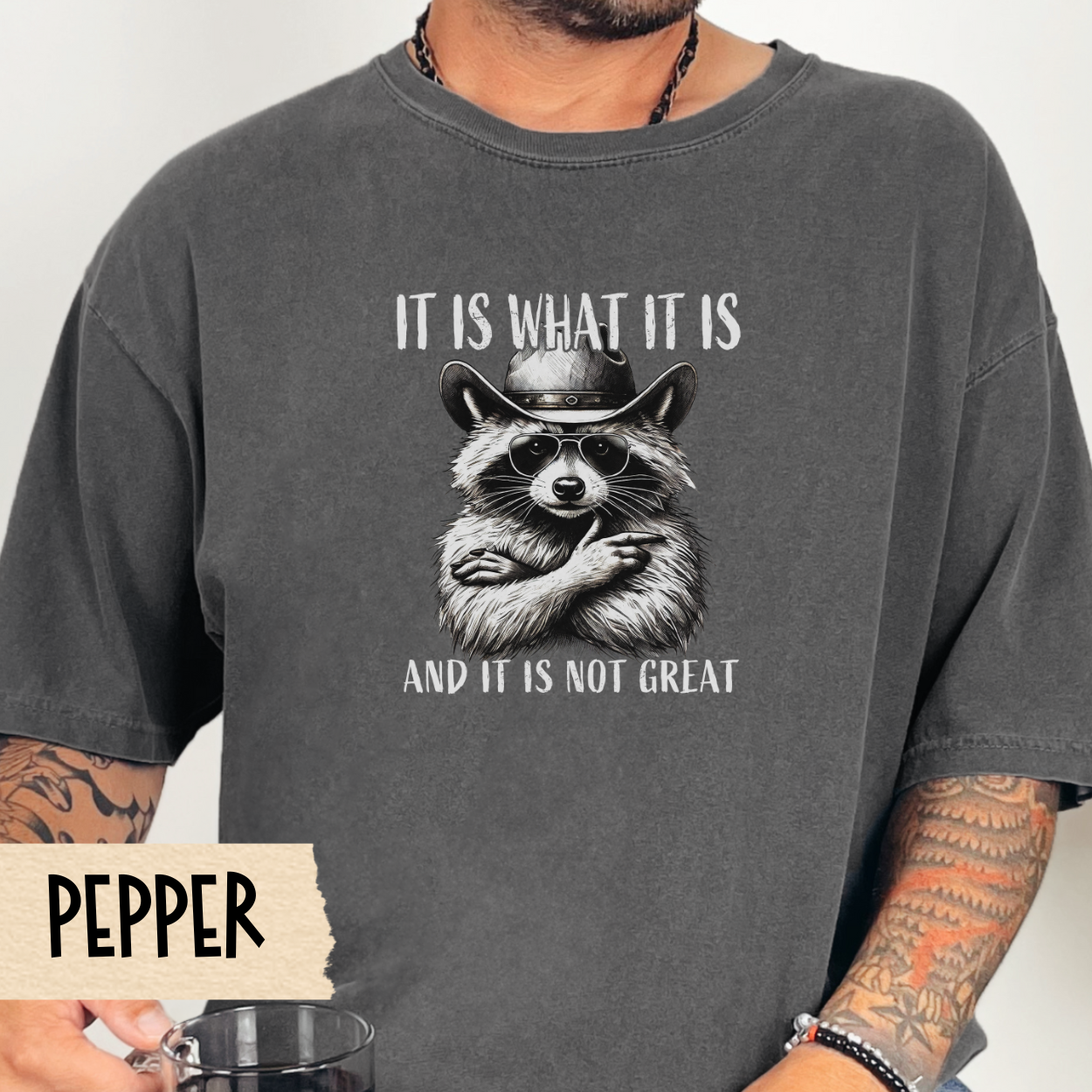 It is what it is t-shirt, funny raccoon shirt, mental health tee, sarcastic tshirt, Comfort Colors graphic, relatable humor, gift for her