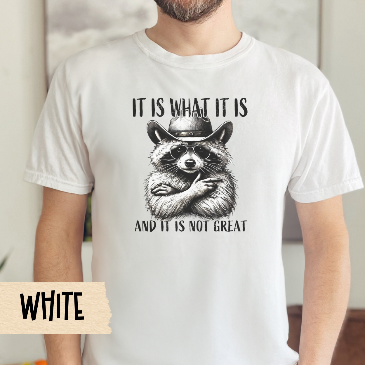 It is what it is t-shirt, funny raccoon shirt, mental health tee, sarcastic tshirt, Comfort Colors graphic, relatable humor, gift for her