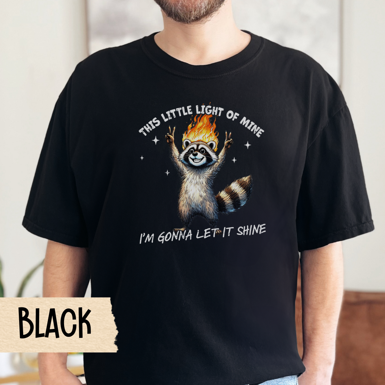 This little light of mine t-shirt, funny raccoon shirt, mental health tee, sarcastic tshirt, Comfort Colors graphic tee, chaotic humor shirt