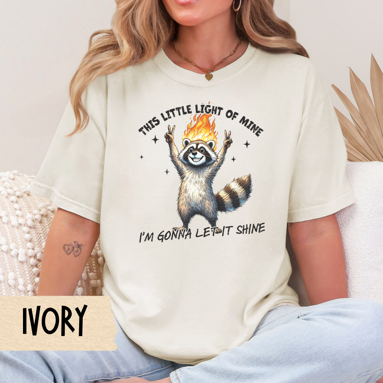 This little light of mine t-shirt, funny raccoon shirt, mental health tee, sarcastic tshirt, Comfort Colors graphic tee, chaotic humor shirt
