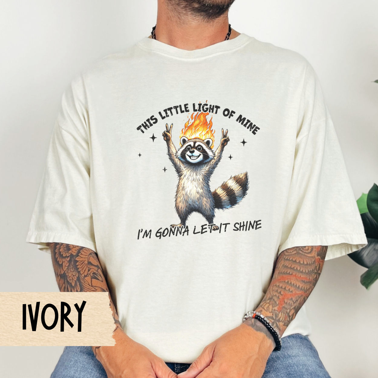 This little light of mine t-shirt, funny raccoon shirt, mental health tee, sarcastic tshirt, Comfort Colors graphic tee, chaotic humor shirt