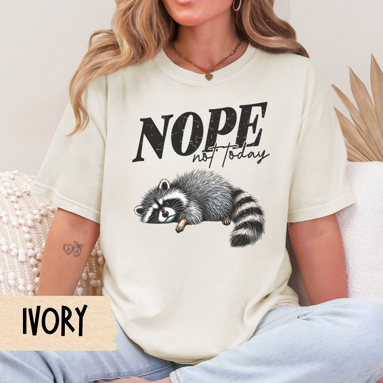 Nope not today t-shirt, funny raccoon shirt, mental health tee, lazy day tshirt, Comfort Colors graphic tee, sarcastic shirt, gift for her