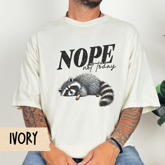 Nope not today t-shirt, funny raccoon shirt, mental health tee, lazy day tshirt, Comfort Colors graphic tee, sarcastic shirt, gift for her