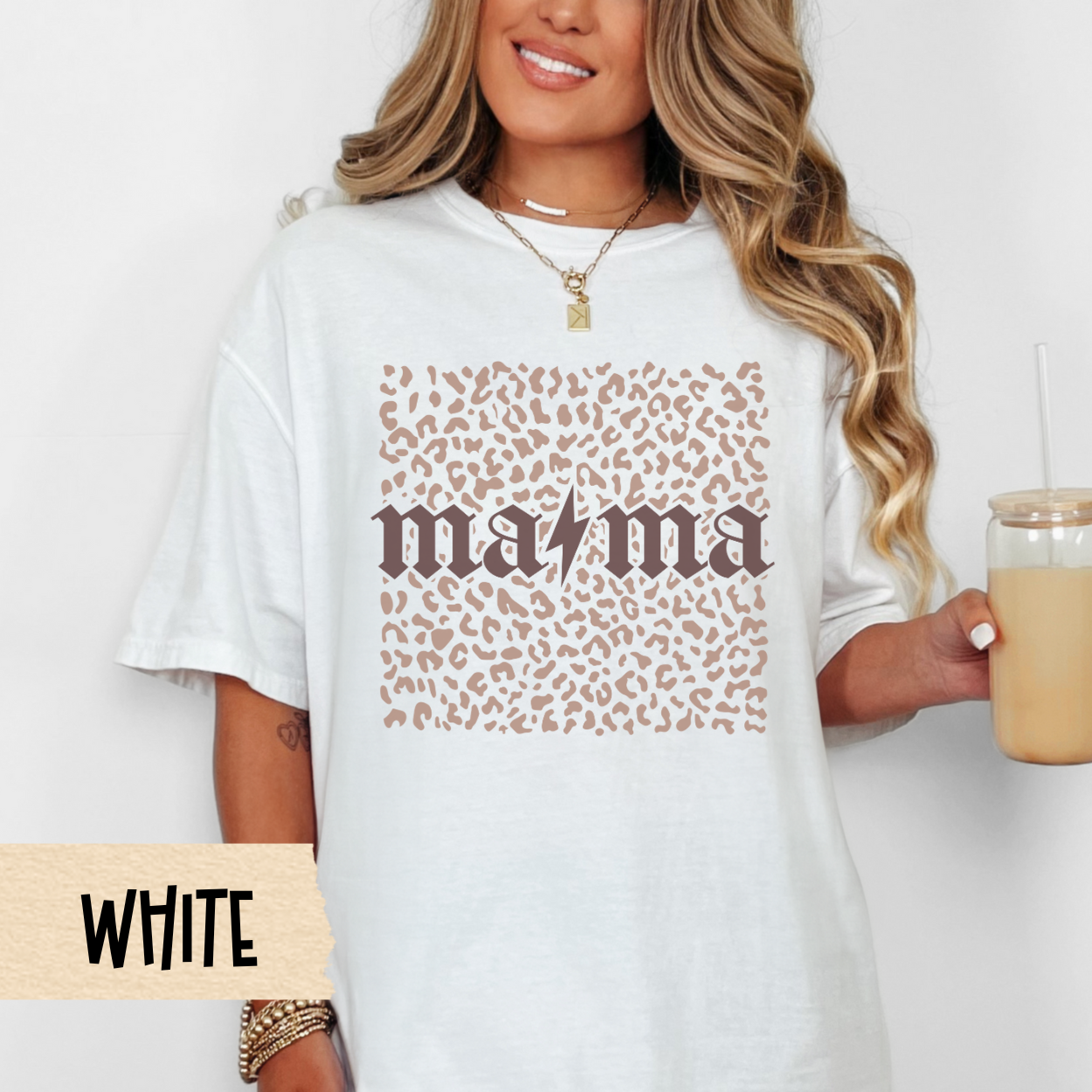 Mama lightning bolt shirt, leopard print mom tee, retro mom aesthetic, trendy mom shirt, Comfort Colors, Mother's Day gift, cool mom style