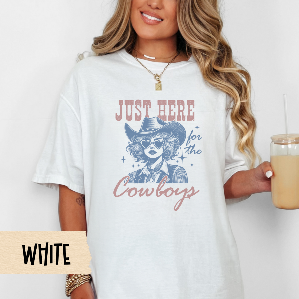 Just Here for the Cowboys Shirt, Western Graphic Tee, Rodeo Shirt, Cowgirl Aesthetic, Country Concert Tee, Southern Style, Comfort Colors