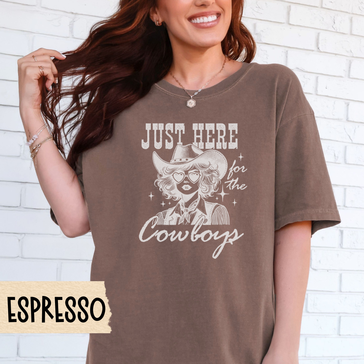 Just Here for the Cowboys Shirt, Western Graphic Tee, Rodeo Shirt, Cowgirl Aesthetic, Country Concert Tee, Southern Style, Comfort Colors