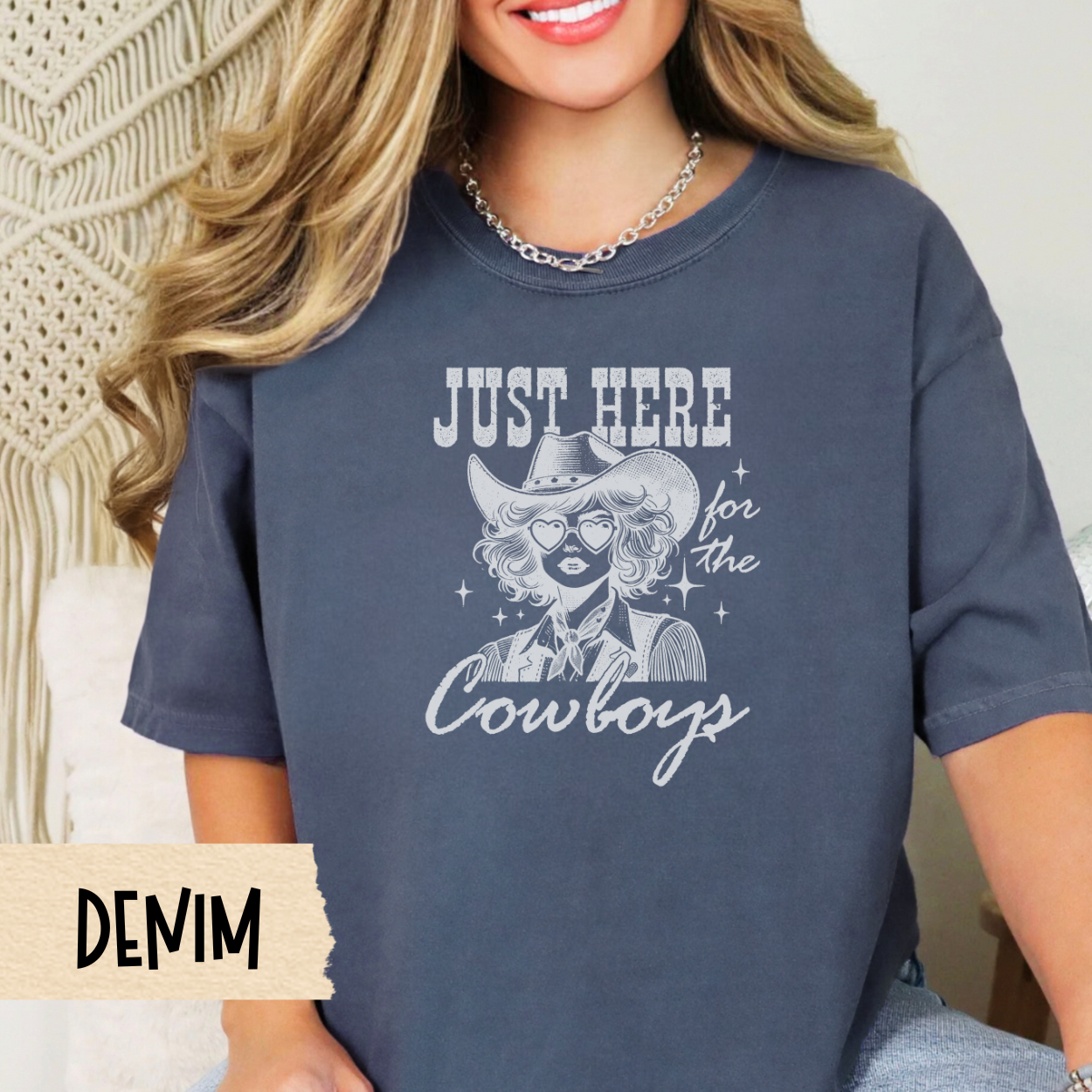 Just Here for the Cowboys Shirt, Western Graphic Tee, Rodeo Shirt, Cowgirl Aesthetic, Country Concert Tee, Southern Style, Comfort Colors